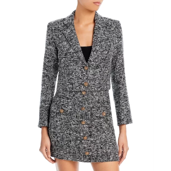 Wholesale 🔥 AQUA Tweed Cropped Blazer - 100% Exclusive Black/white ✨ - Image 4