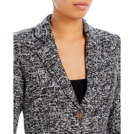 Wholesale 🔥 AQUA Tweed Cropped Blazer - 100% Exclusive Black/white ✨ - Image 5
