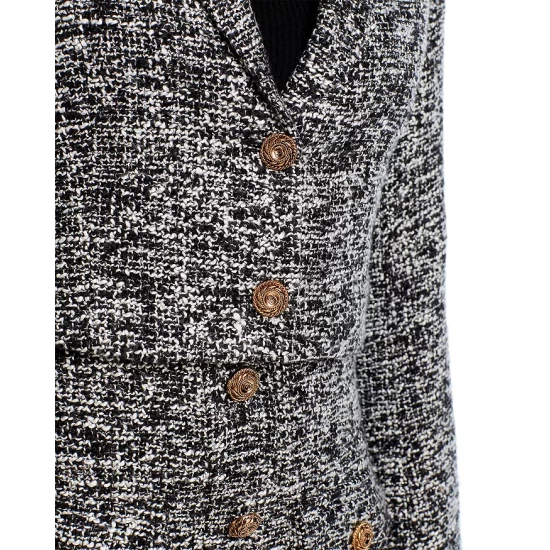 Wholesale 🔥 AQUA Tweed Cropped Blazer - 100% Exclusive Black/white ✨ - Image 6