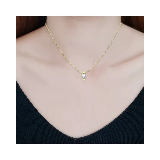Flash Sale ✔️ AQUA Baguette Pendant Necklace, 15.5" - 100% Exclusive Gold/silver 👏 - Image 2