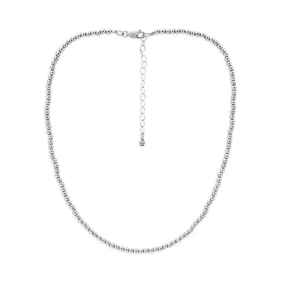 Discount ✨ AQUA 3mm Beaded Collar Necklace, 14-16" - 100% Exclusive Silver 🎁