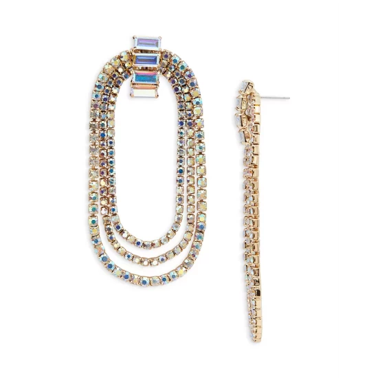 Best Sale ๐คฉ AQUA Crystal Triple Loop Drop Earrings In 18K Gold Plated - 100% Exclusive Multi โจ