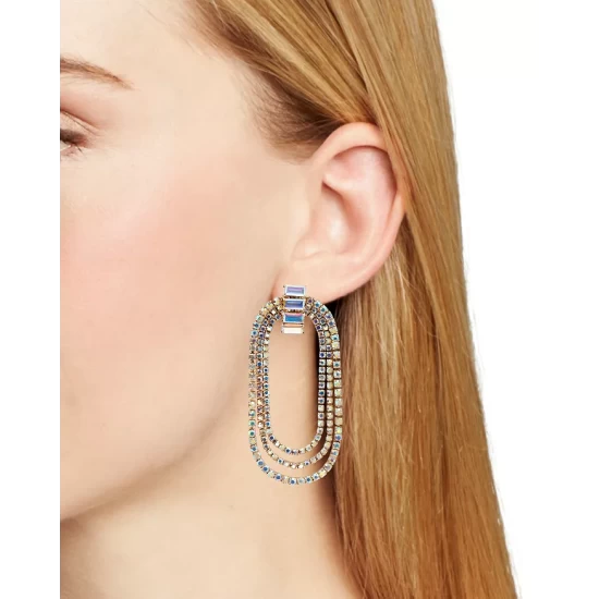 Best Sale ๐คฉ AQUA Crystal Triple Loop Drop Earrings In 18K Gold Plated - 100% Exclusive Multi โจ - Image 2