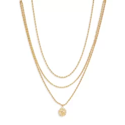 Promo 👏 AQUA 8 Other Reasons Textured Disc Layered Rope Chain Pendant Necklace, 14"-17" - 100% Exclusive Gold 🌟
