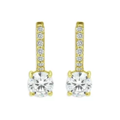 Best deal ๐คฉ AQUA Cubic Zirconia Charm Hoop Earrings In 18K Gold Plated Sterling Silver - 100% Exclusive ๐