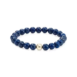 Wholesale 😉 AQUA Beaded Stretch Bracelet In Gold Tone-Plated Sterling Silver - 100% Exclusive Sodolite/gold 🌟