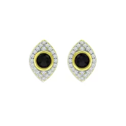 Best reviews of ❤️ AQUA Two Tone Evil Eye Stud Earrings In 18K Gold-Plated Sterling Silver - 100% Exclusive Black/gold 😉