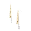 Top 10 🎁 AQUA Ball & Imitation Pearl Double Row Linear Drop Earrings In Gold Tone - 100% Exclusive Gold/white 👍