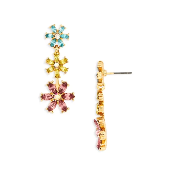 Budget ๐ AQUA Multicolor Crystal Floral Drop Earrings In Gold Tone - 100% Exclusive ๐คฉ