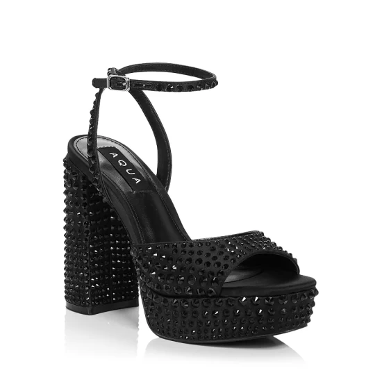 Discount ๐ AQUA ๐ฉ Women's Lesly Ankle Strap High Heel ๐ฉด Sandals - 100% Exclusive Silver Fabric โจ