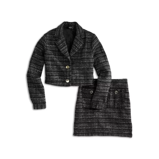 Outlet ๐ฅฐ AQUA ๐ง Girls' Tweed Blazer, Big Kid - 100% Exclusive Black/white ๐ - Image 4