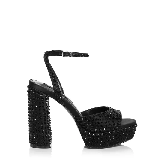 Discount ๐ AQUA ๐ฉ Women's Lesly Ankle Strap High Heel ๐ฉด Sandals - 100% Exclusive Silver Fabric โจ - Image 2