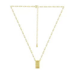 Cheapest ✨ AQUA Textured Pendant Paperclip Chain Necklace In 18K Gold Plated Sterling Silver, 15.5"-17.5" - 100% Exclusive ⭐