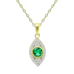 Promo 🔔 AQUA Green Quartz & Pavé Evil Eye Pendant Necklace In 18K Gold-Plated Sterling Silver, 15.5" - 100% Exclusive Green/gold ❤️