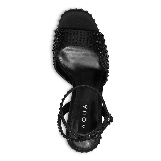 Discount ๐ AQUA ๐ฉ Women's Lesly Ankle Strap High Heel ๐ฉด Sandals - 100% Exclusive Silver Fabric โจ - Image 3