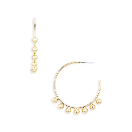 Wholesale ๐ AQUA Ball Studded Open Hoop Earrings In Gold Tone - 100% Exclusive ๐