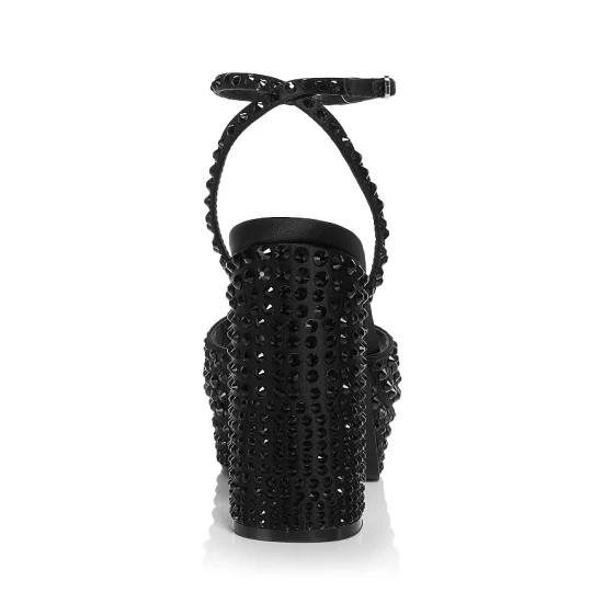 Discount ๐ AQUA ๐ฉ Women's Lesly Ankle Strap High Heel ๐ฉด Sandals - 100% Exclusive Silver Fabric โจ - Image 4