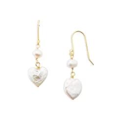 Discount ๐ AQUA Cultured Freshwater Pearl Heart Double Drop Earrings - 100% Exclusive White/gold ๐