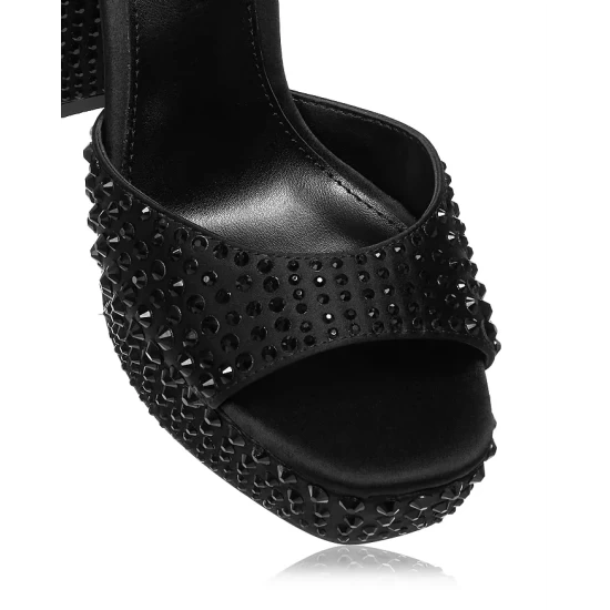 Discount ๐ AQUA ๐ฉ Women's Lesly Ankle Strap High Heel ๐ฉด Sandals - 100% Exclusive Silver Fabric โจ - Image 5