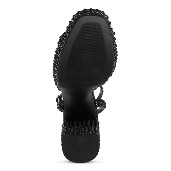 Discount ๐ AQUA ๐ฉ Women's Lesly Ankle Strap High Heel ๐ฉด Sandals - 100% Exclusive Silver Fabric โจ - Image 6