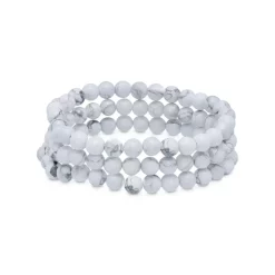 Cheap ⭐ AQUA Triple Row Howlite Beaded Stretch Bracelet - 100% Exclusive Gray 🌟