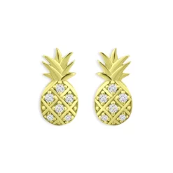 Outlet ⭐ AQUA Crystal Pineapple Stud Earrings - 100% Exclusive Gold 😍