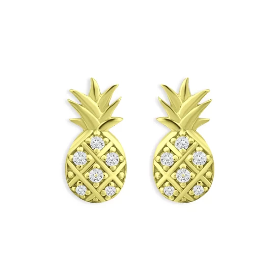 Outlet โญ AQUA Crystal Pineapple Stud Earrings - 100% Exclusive Gold ๐