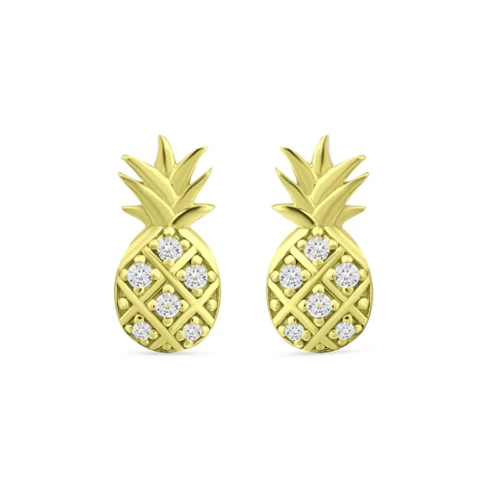 Outlet โญ AQUA Crystal Pineapple Stud Earrings - 100% Exclusive Gold ๐ - Image 3