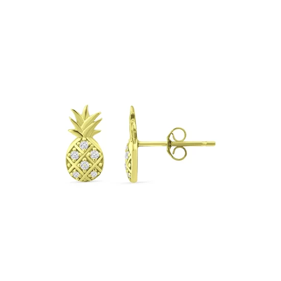 Outlet โญ AQUA Crystal Pineapple Stud Earrings - 100% Exclusive Gold ๐ - Image 4