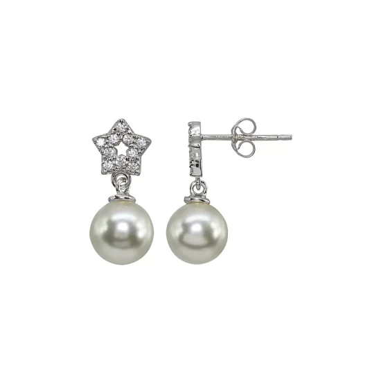 New ๐ AQUA Pavรฉ Star & Cultured Freshwater Pearl Drop Earrings - 100% Exclusive White/gold โญ