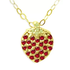 Best deal 😉 AQUA Ruby & Crystal Strawberry Pendant Necklace, 15.5"-17.5" - 100% Exclusive Red/gold 🥰