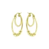Cheap 🔔 AQUA Beaded Double Hoop Earrings In 18K Gold Plated Sterling Silver - 100% Exclusive 🔔