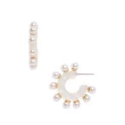 Cheap ๐ AQUA Faux Pearl Studded Hoop Earrings - 100% Exclusive White/gold ๐