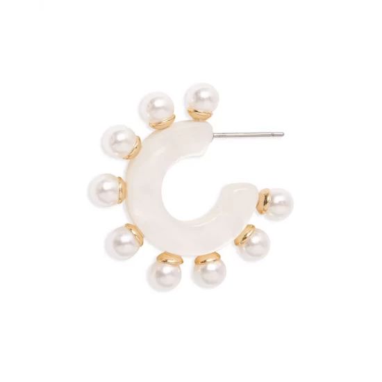 Cheap 😉 AQUA Faux Pearl Studded Hoop Earrings - 100% Exclusive White/gold 👍 - Image 3