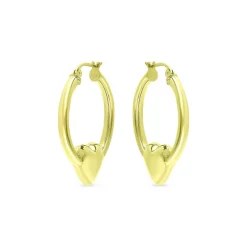 Coupon 🛒 AQUA Heart Bead Hoop Earrings - 100% Exclusive Gold 🧨