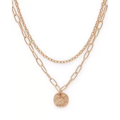 Wholesale 🛒 AQUA Two-Layer Coin Pendant Necklace, 19" - 100% Exclusive Gold 🎉