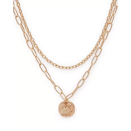 Wholesale ๐ AQUA Two-Layer Coin Pendant Necklace, 19" - 100% Exclusive Gold ๐