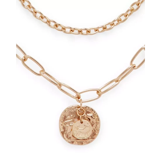 Wholesale ๐ AQUA Two-Layer Coin Pendant Necklace, 19" - 100% Exclusive Gold ๐ - Image 2