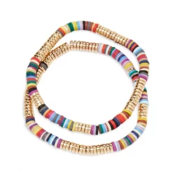 Top 10 🌟 AQUA Multicolor Beaded Stretch Bracelet In 14K Gold Plated, Set Of 2 - 100% Exclusive Multi/gold 🧨