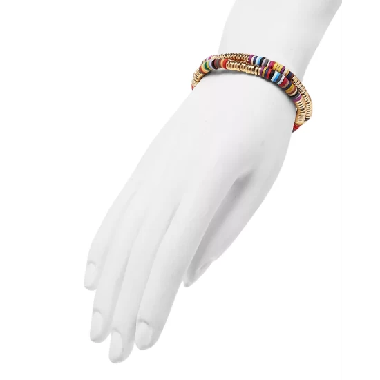 Top 10 ๐ AQUA Multicolor Beaded Stretch Bracelet In 14K Gold Plated, Set Of 2 - 100% Exclusive Multi/gold ๐งจ - Image 2