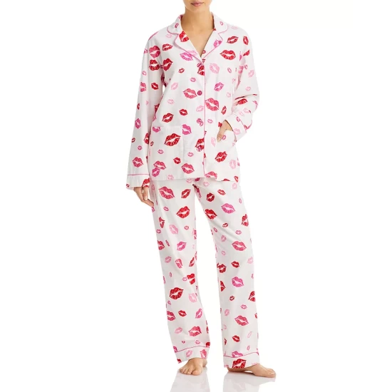 Top 10 💯 AQUA Printed Long Flannel Pajama Set - 100% Exclusive Ivory ❤️