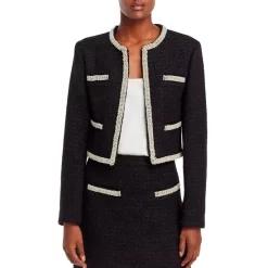 Best reviews of โญ AQUA Embellished Tweed Crop Jacket - 100% Exclusive Black Shine โ