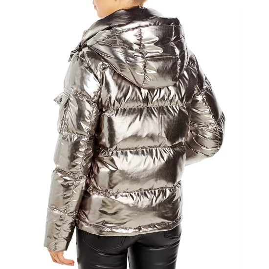 Deals 🔥 AQUA Metallic Ella Down Puffer Jacket - 100% Exclusive Champagne 😍 - Image 3
