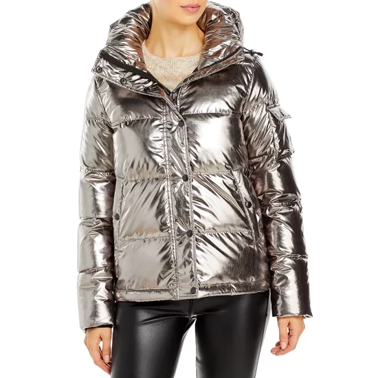 Deals 🔥 AQUA Metallic Ella Down Puffer Jacket - 100% Exclusive Champagne 😍 - Image 5