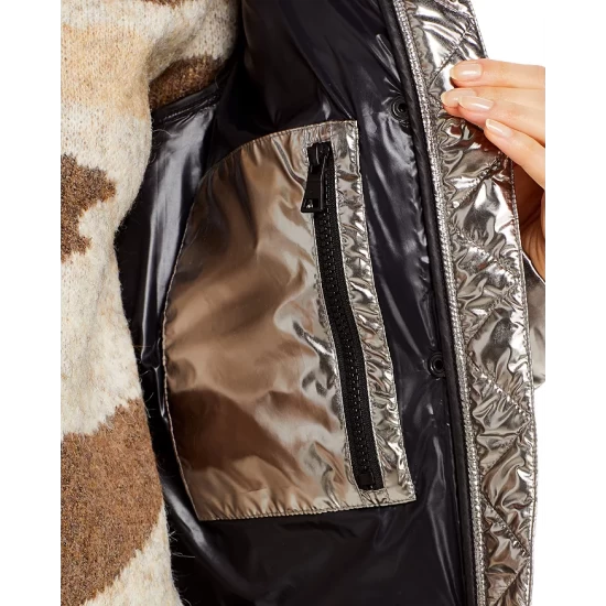 Deals 🔥 AQUA Metallic Ella Down Puffer Jacket - 100% Exclusive Champagne 😍 - Image 6