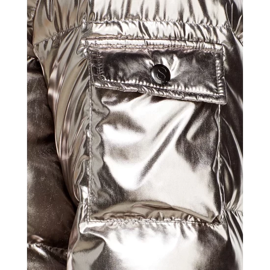 Deals 🔥 AQUA Metallic Ella Down Puffer Jacket - 100% Exclusive Champagne 😍 - Image 7