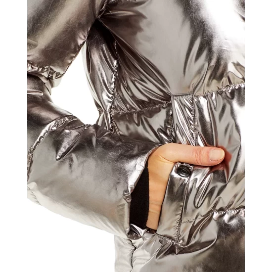 Deals 🔥 AQUA Metallic Ella Down Puffer Jacket - 100% Exclusive Champagne 😍 - Image 8