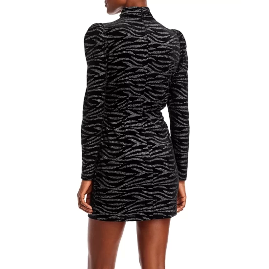 Best reviews of ๐ AQUA Metallic Animal Print Velvet Mini ๐ Dress - 100% Exclusive Black ๐ - Image 3