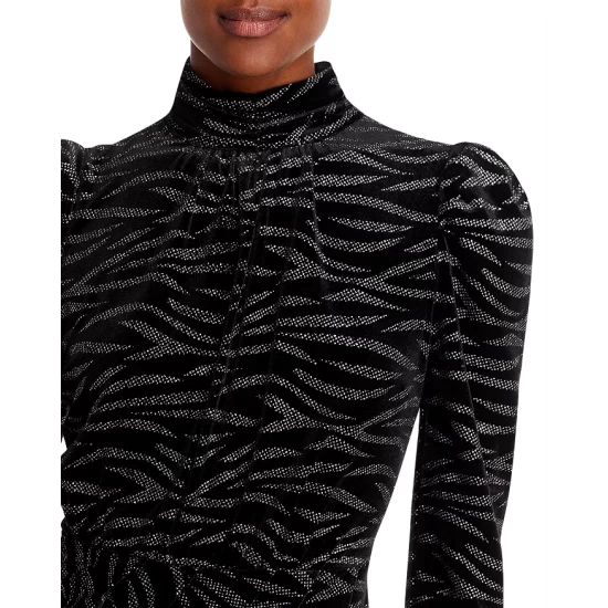 Best reviews of ๐ AQUA Metallic Animal Print Velvet Mini ๐ Dress - 100% Exclusive Black ๐ - Image 6