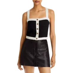 Brand new ๐ AQUA Tweed Button Front Tank - 100% Exclusive Black/white ๐